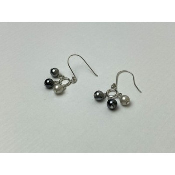 925 Sterling Silver Pearls Dangle Earrings Italy