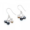 925 Sterling Silver Pearls Dangle Earrings Italy