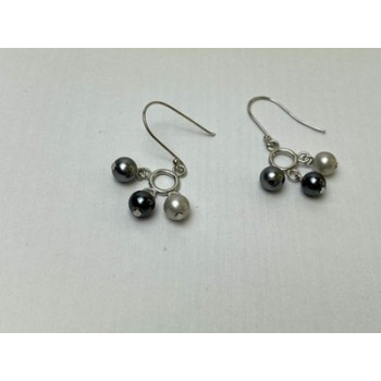 925 Sterling Silver Pearls Dangle Earrings Italy