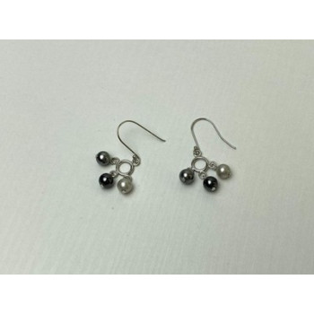 925 Sterling Silver Pearls Dangle Earrings Italy