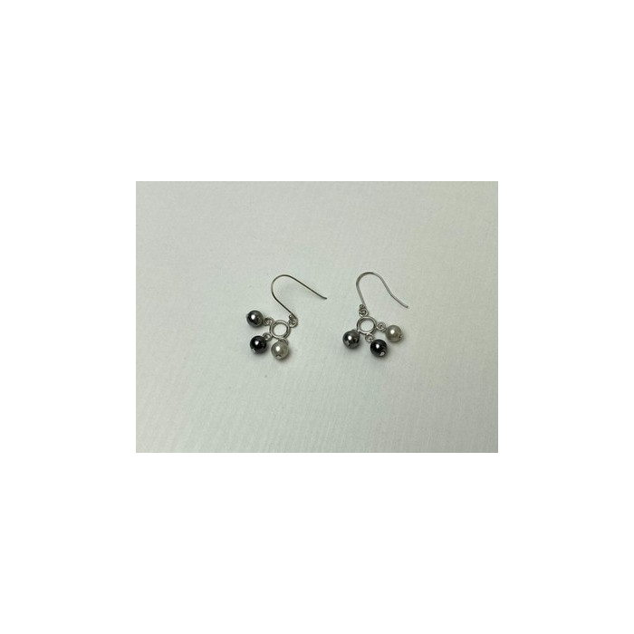 925 Sterling Silver Pearls Dangle Earrings Italy