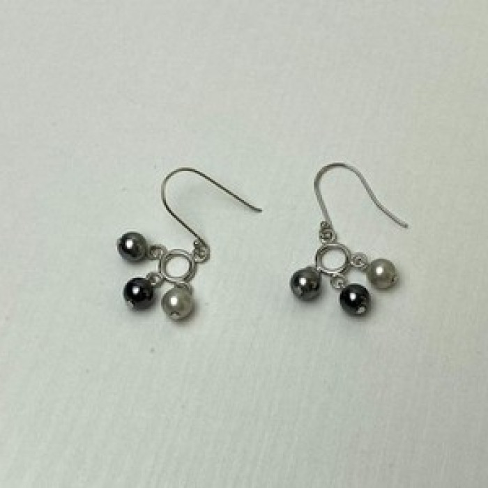 925 Sterling Silver Pearls Dangle Earrings Italy