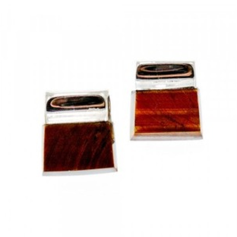 Vintage 925 Sterling Silver Tiger'S eye Stud Earrings