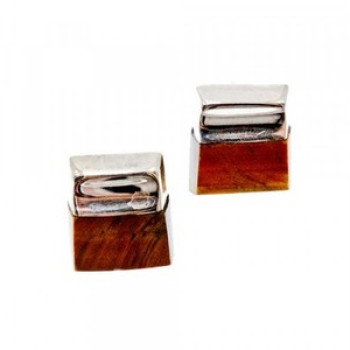 Vintage 925 Sterling Silver Tiger'S eye Stud Earrings