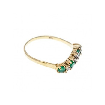 10K Yellow Gold Emeralds & Diamonds Ring Size 6.5