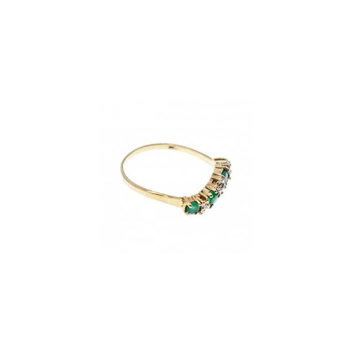 10K Yellow Gold Emeralds & Diamonds Ring Size 6.5