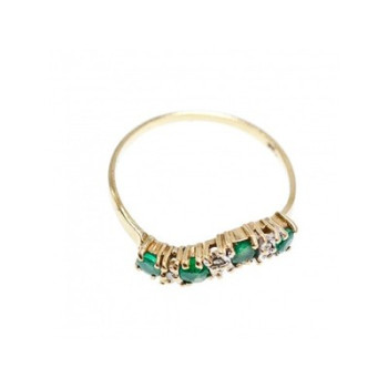 10K Yellow Gold Emeralds & Diamonds Ring Size 6.5