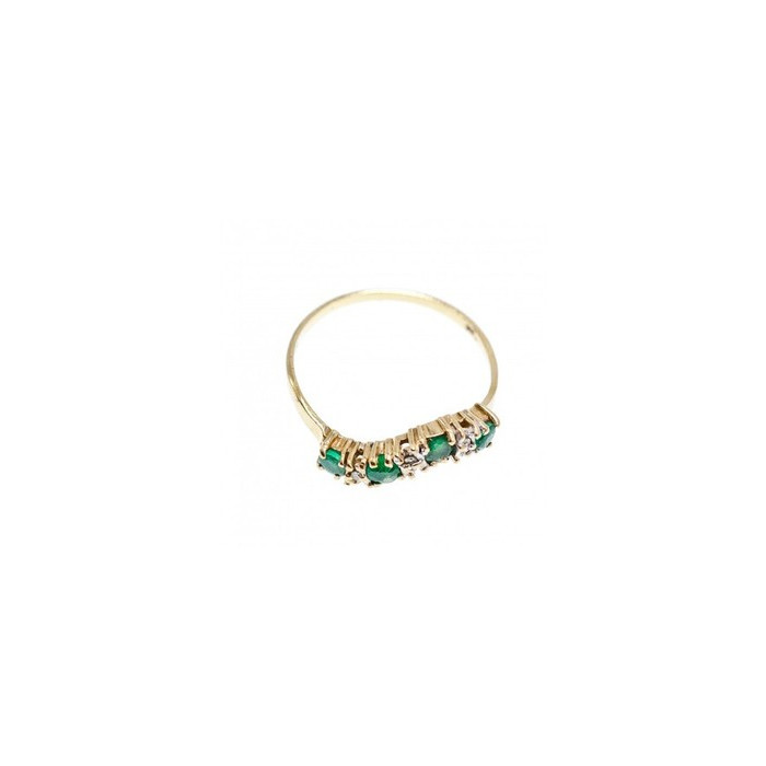 10K Yellow Gold Emeralds & Diamonds Ring Size 6.5