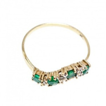 10K Yellow Gold Emeralds & Diamonds Ring Size 6.5