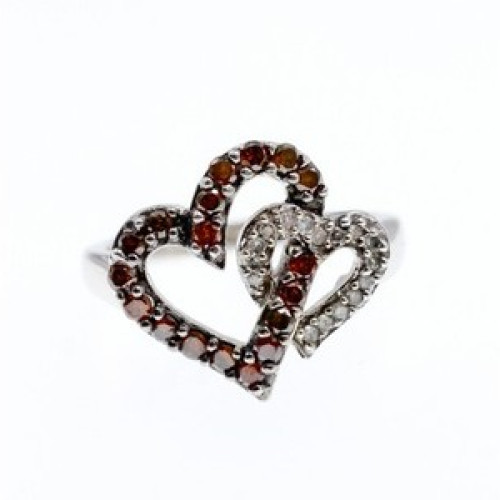 10K White Gold Hessonite & Diamonds 