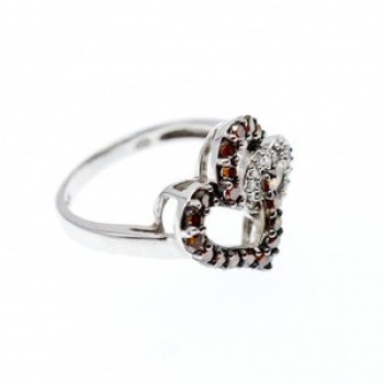10K White Gold Hessonite & Diamonds 