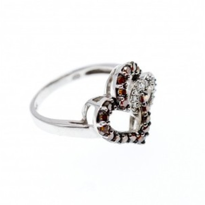 10K White Gold Hessonite & Diamonds 