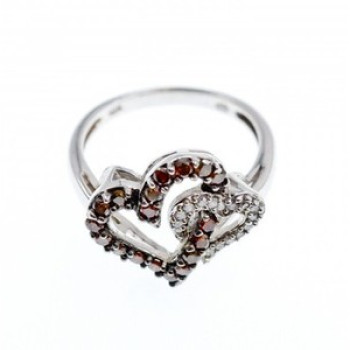10K White Gold Hessonite & Diamonds 