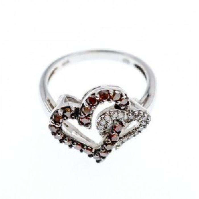 10K White Gold Hessonite & Diamonds 
