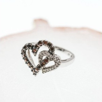 10K White Gold Hessonite & Diamonds 