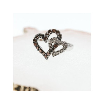 10K White Gold Hessonite & Diamonds 