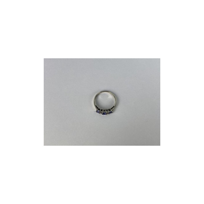 10K White Gold Iolite & Diamond Ring Size 7.5