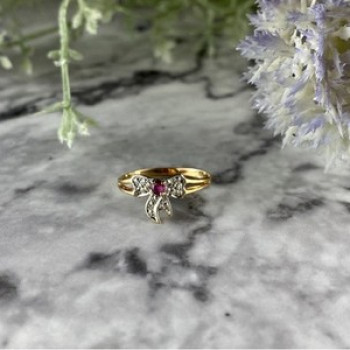 10K Yellow Gold Spinel & Diamonds 