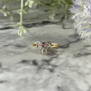10K Yellow Gold Spinel & Diamonds 