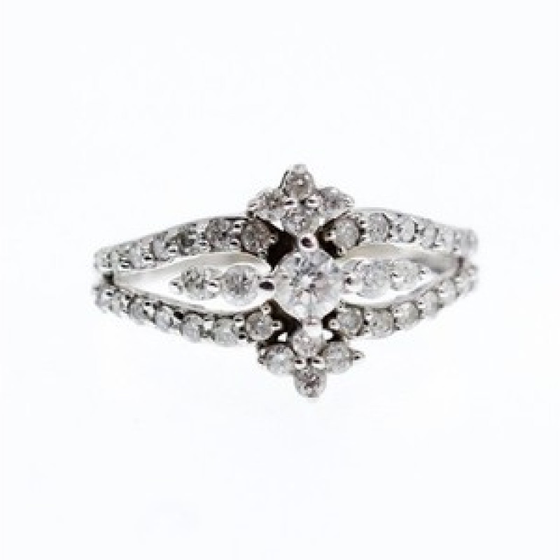 14K White Gold Diamonds Ring Size 6.5