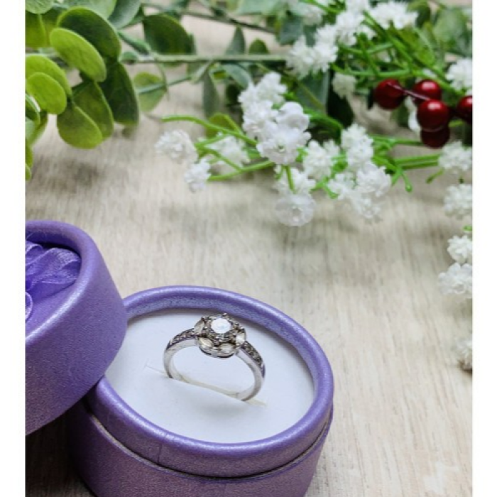 925 Sterling Silver Clear Quartz Ring Size 6.5