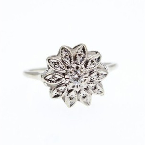 14K White Gold Diamond 0.1 ct 