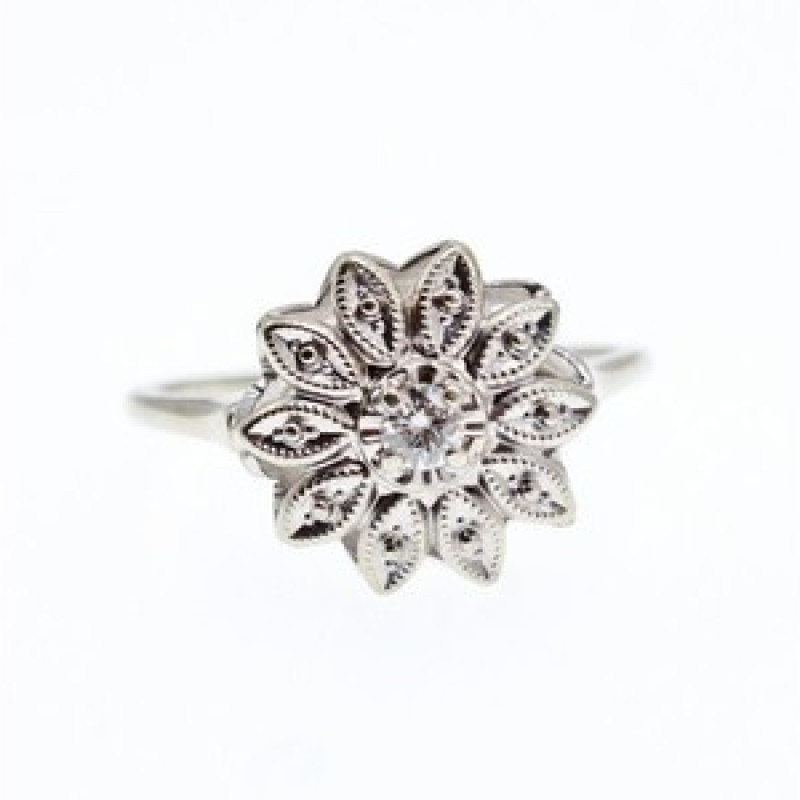 14K White Gold Diamond 0.1 ct 