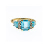 10K Yellow Gold Blue Topas & Diamonds Ring Size 6.5