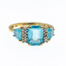 10K Yellow Gold Blue Topas & Diamonds Ring Size 6.5