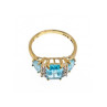 10K Yellow Gold Blue Topas & Diamonds Ring Size 6.5