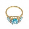 10K Yellow Gold Blue Topas & Diamonds Ring Size 6.5