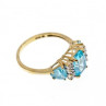 10K Yellow Gold Blue Topas & Diamonds Ring Size 6.5
