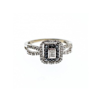 10K White Gold Black Spinel & Diamonds Ring Size 7.5