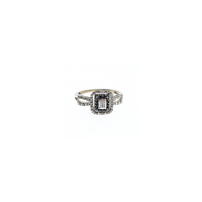 10K White Gold Black Spinel & Diamonds Ring Size 7.5