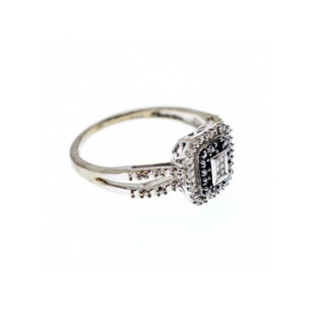 10K White Gold Black Spinel & Diamonds Ring Size 7.5