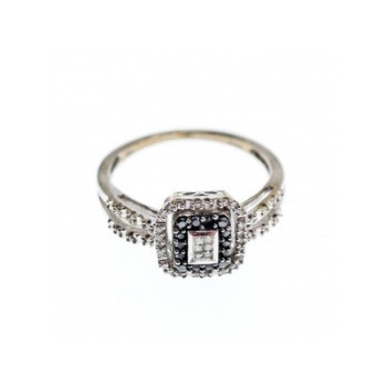 10K White Gold Black Spinel & Diamonds Ring Size 7.5