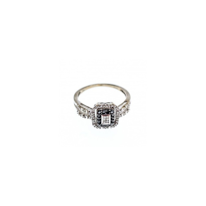10K White Gold Black Spinel & Diamonds Ring Size 7.5
