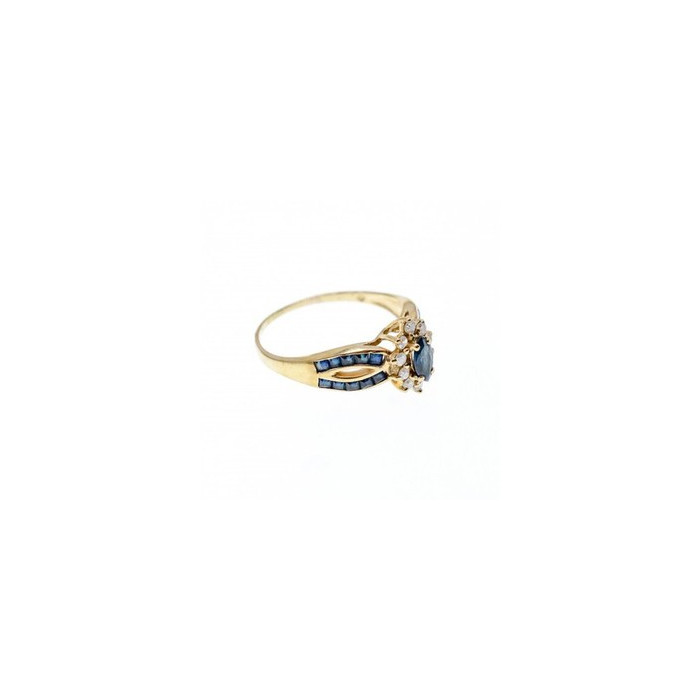 14K Yellow Gold Sapphire & Diamonds Ring Size 5.5