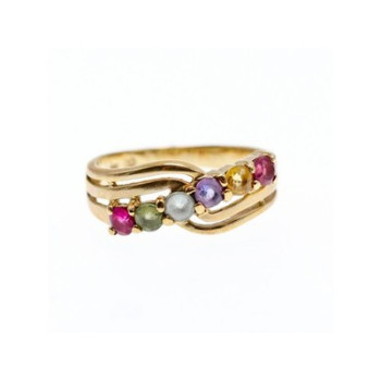 10K Yellow Gold Multi Gemstones Ring Size 6.5