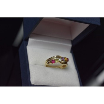 10K Yellow Gold Multi Gemstones Ring Size 6.5