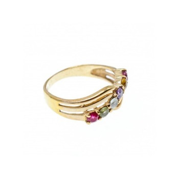 10K Yellow Gold Multi Gemstones Ring Size 6.5