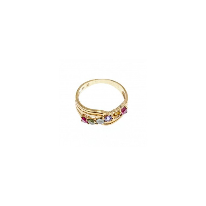 10K Yellow Gold Multi Gemstones Ring Size 6.5