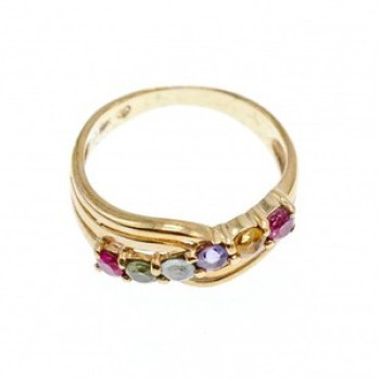 10K Yellow Gold Multi Gemstones Ring Size 6.5