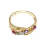 10K Yellow Gold Multi Gemstones Ring Size 6.5