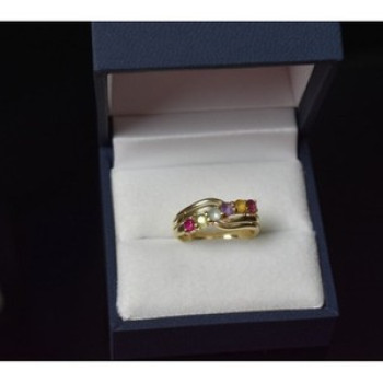 10K Yellow Gold Multi Gemstones Ring Size 6.5