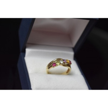10K Yellow Gold Multi Gemstones Ring Size 6.5