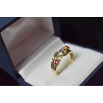 10K Yellow Gold Multi Gemstones Ring Size 6.5