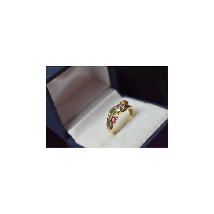 10K Yellow Gold Multi Gemstones Ring Size 6.5