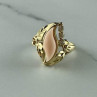 14K Yellow Gold Pink Agate & Sapphires Ring Size 5.5