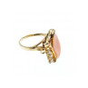 14K Yellow Gold Pink Agate & Sapphires Ring Size 5.5